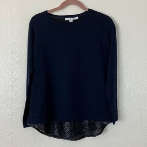 Boden Navy Merino Wool Sequin Sweater, M